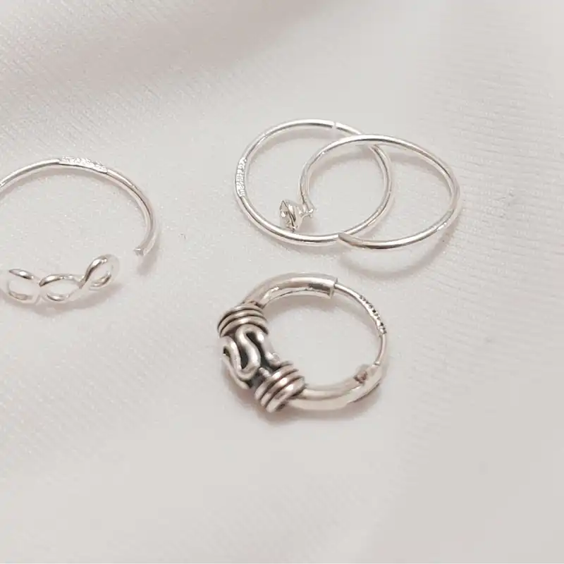 پیرسینگ نقره زنانه آی ام مدل بینهایت مجموعه 4 عددی