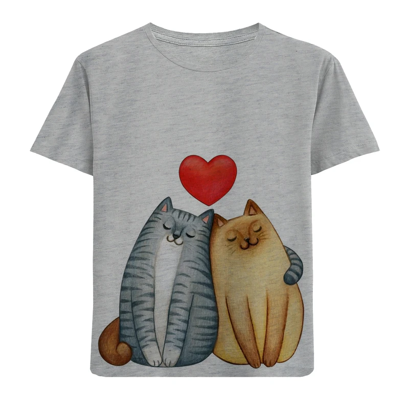 تی شرت آستین کوتاه دخترانه مدل گربه F339