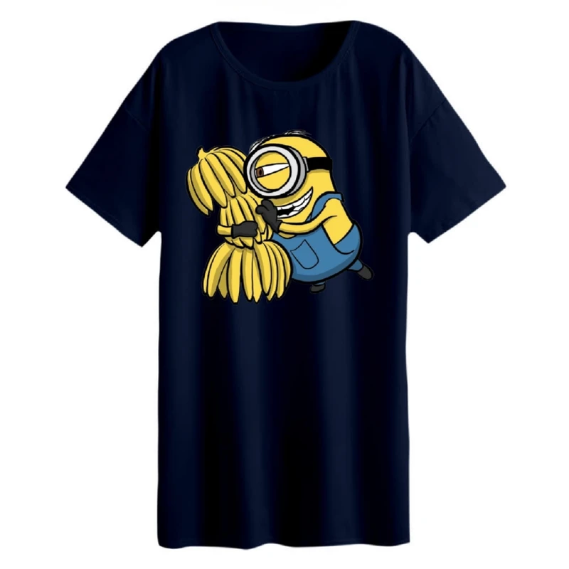 تی شرت لانگ زنانه مدل مینیون و موز