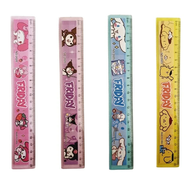 خط‌کش 20 سانتی‌متری مدل کرومی و ملودی بسته 4 عددی