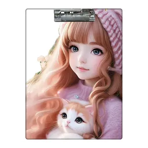 تخته شاسی طرح دختر و گربه کیوت کد  8532239 سایز A4