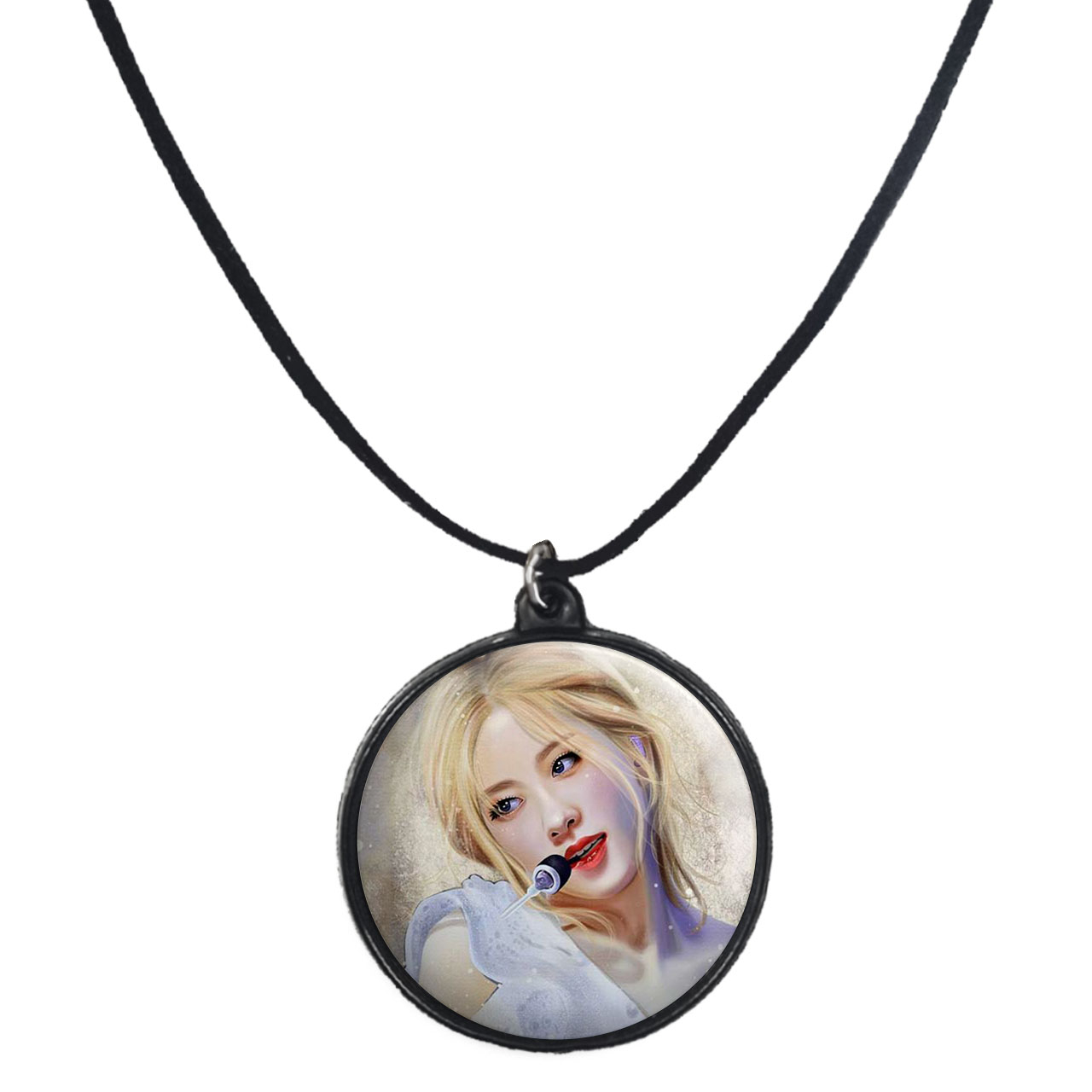 گردنبند پرمانه طرح بلک پینک کد pmb.6957 مدل دو طرفه