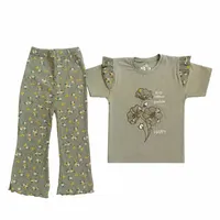 ست تی&zwnj;شرت آستین کوتاه و شلوار دخترانه مدل گل دار 