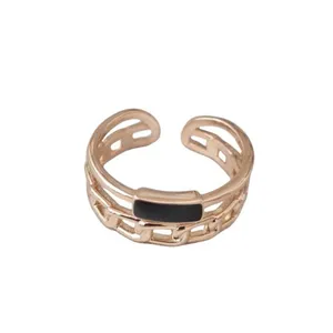 انگشتر زنانه ژوپینگ مدل دو ردیفه نگین