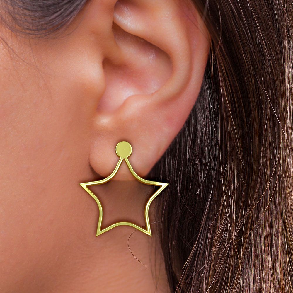 گوشواره طلا 18 عیار زنانه مدوپد مدل ستاره کد GA1-15534 -  - 3