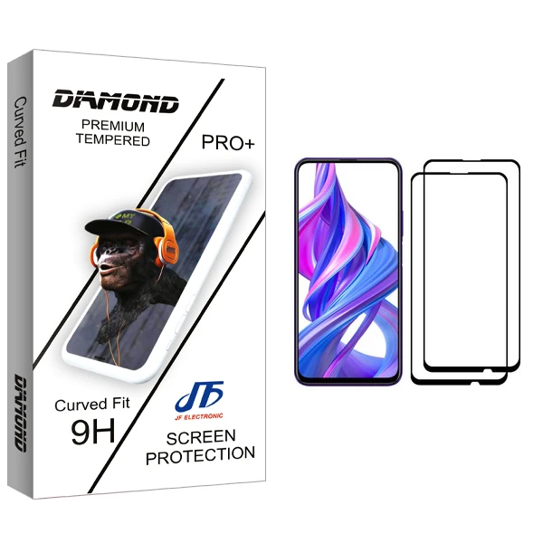 محافظ صفحه نمایش جی اف مدل Diamond glass مناسب برای گوشی موبایل آنر 9X Pro بسته دو عددی
