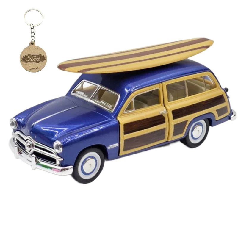 ماکت ماشین کینزمارت مدل فلزی فورد وودی واگن 1949 ساحلی FORD WOODY WAGON به همراه جاسوییچی 