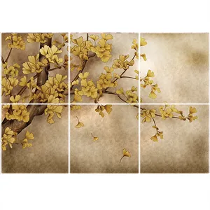 تایل سقفی آسمان مجازی طرح شاخه درخت برگریزان کد 1498-6 سایز 60x60 سانتی متر مجموعه 6 عددی