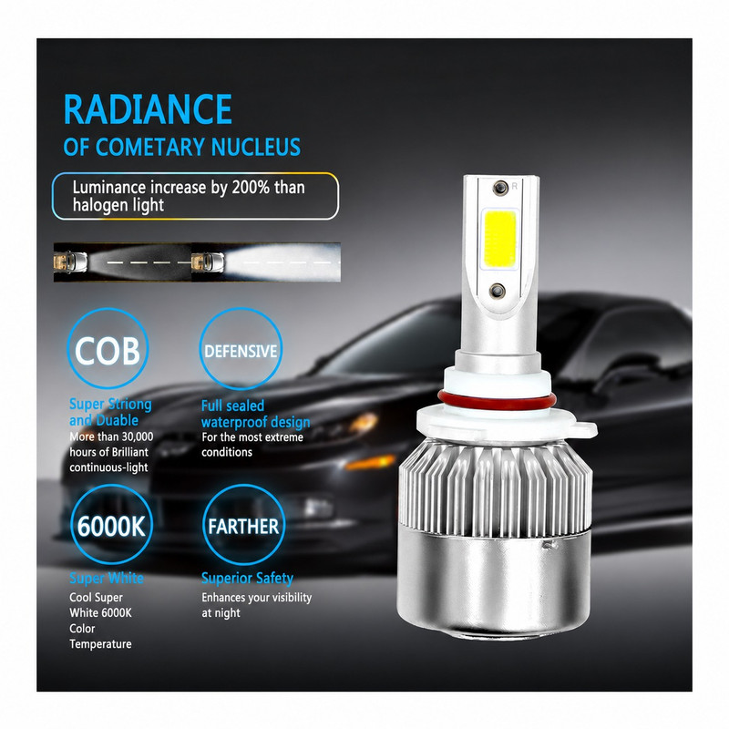 لامپ هدلایت خودرو مدل C6 پایه H11 بسته 2 عددی