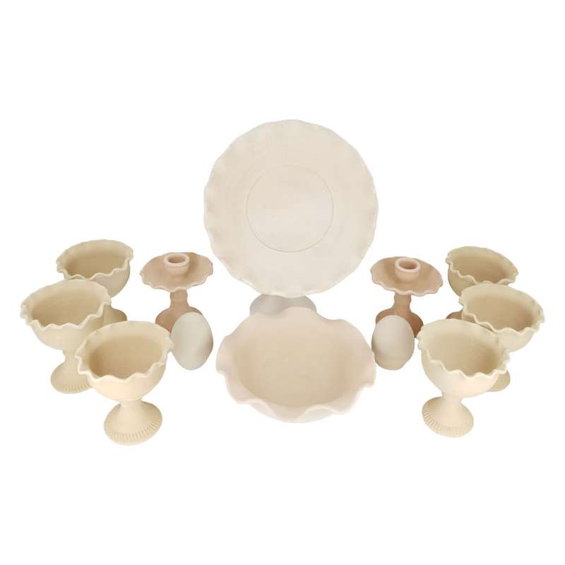 ست 12 تکه هفت سین سفالی خام مدل لبچین گود کد H1052