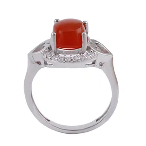 انگشتر نقره زنانه بازرگانی میلادی مدل عقیق آبکاری رادیوم قالب جواهری کد AWR_1443