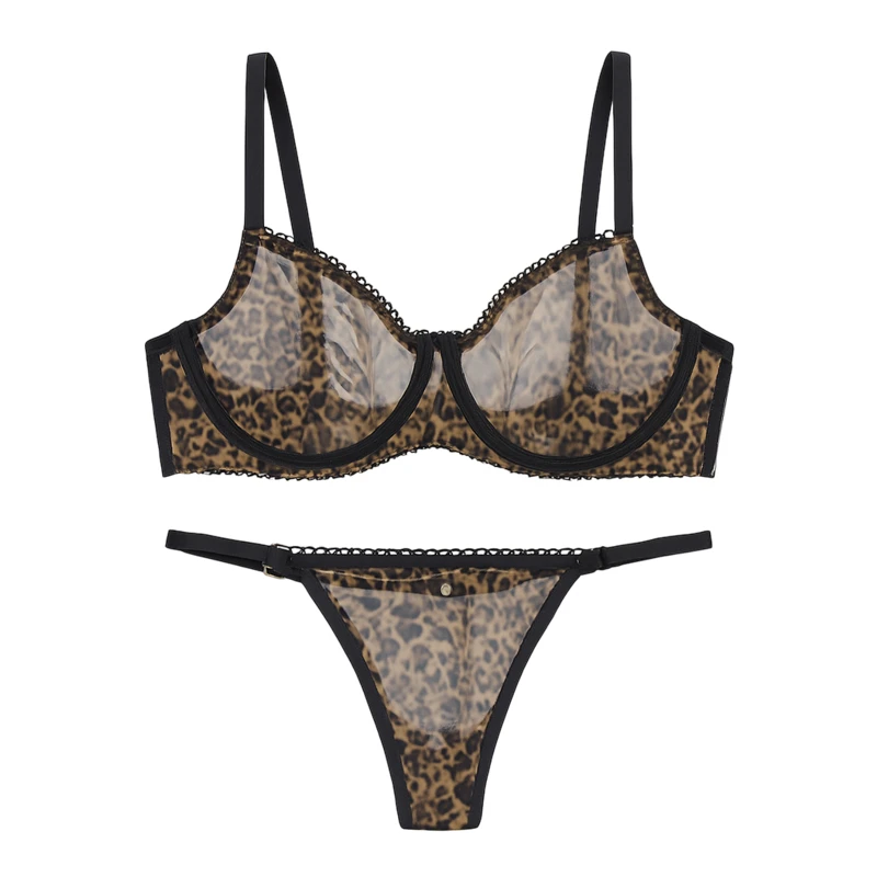 ست شورت و سوتین زنانه شارمین مدل تورگاز پلنگی کد ZP158.1