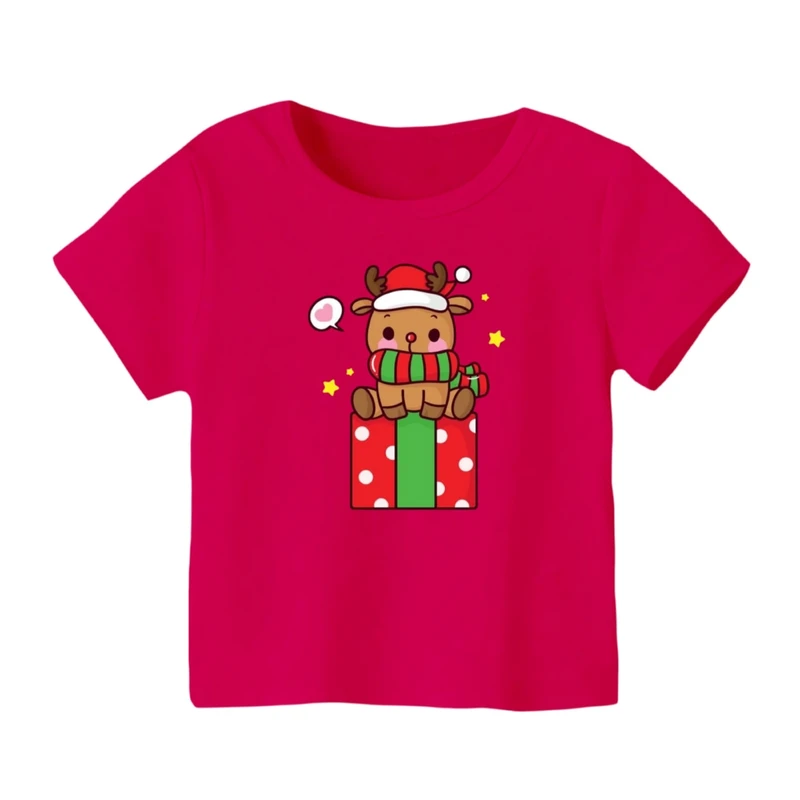 تی شرت آستین کوتاه بچگانه مدل گوزن کریسمس کد 18