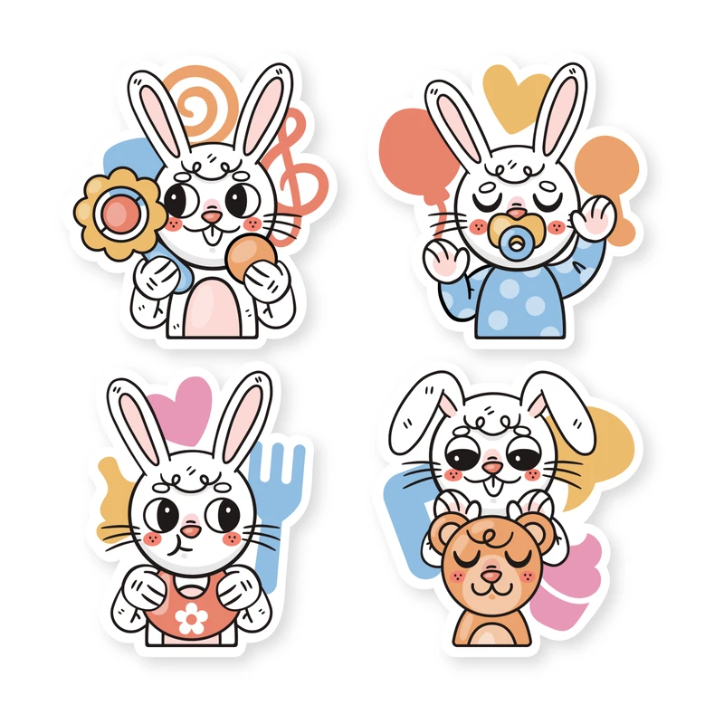 استیکر کودک مدل خرگوش کد 2402 مجموعه 4 عددی