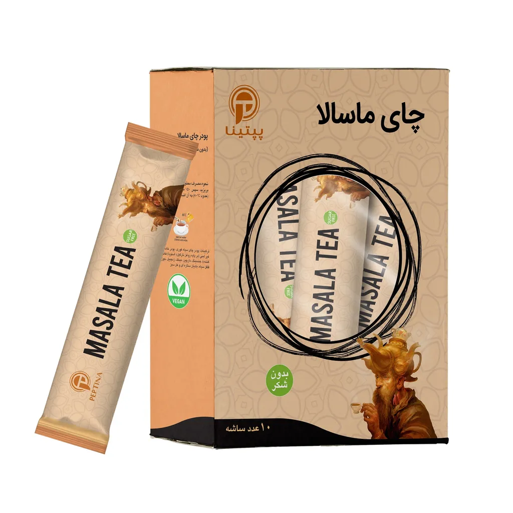 چای ماسالا کلاسیک بدون شکر و شیرین شده با استویا پپتینا بسته 10 عددی