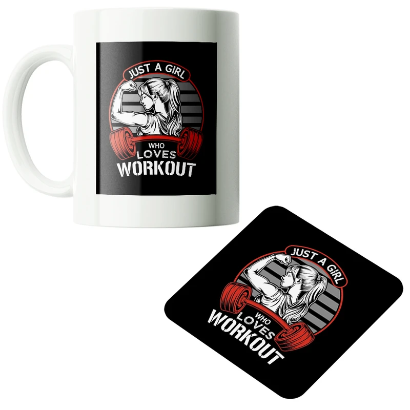 ماگ پاد آفرین مدل دخترانه ورزشی فیتنس باشگاهی جیم بدنسازی کد PZ155 به همراه زیرلیوانی