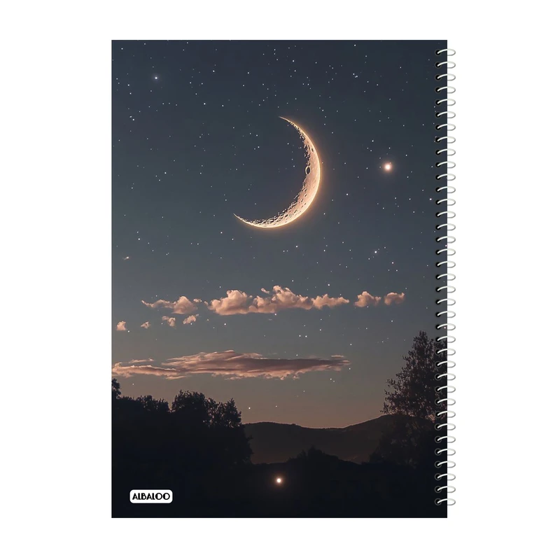 دفتر مشق 100 برگ آلبالو طرح ماه کد 2111