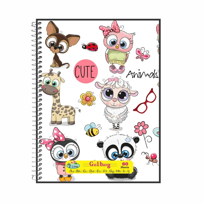 دفتر زبان 60 برگ گلبرگ طرح حیوانات کد 60672