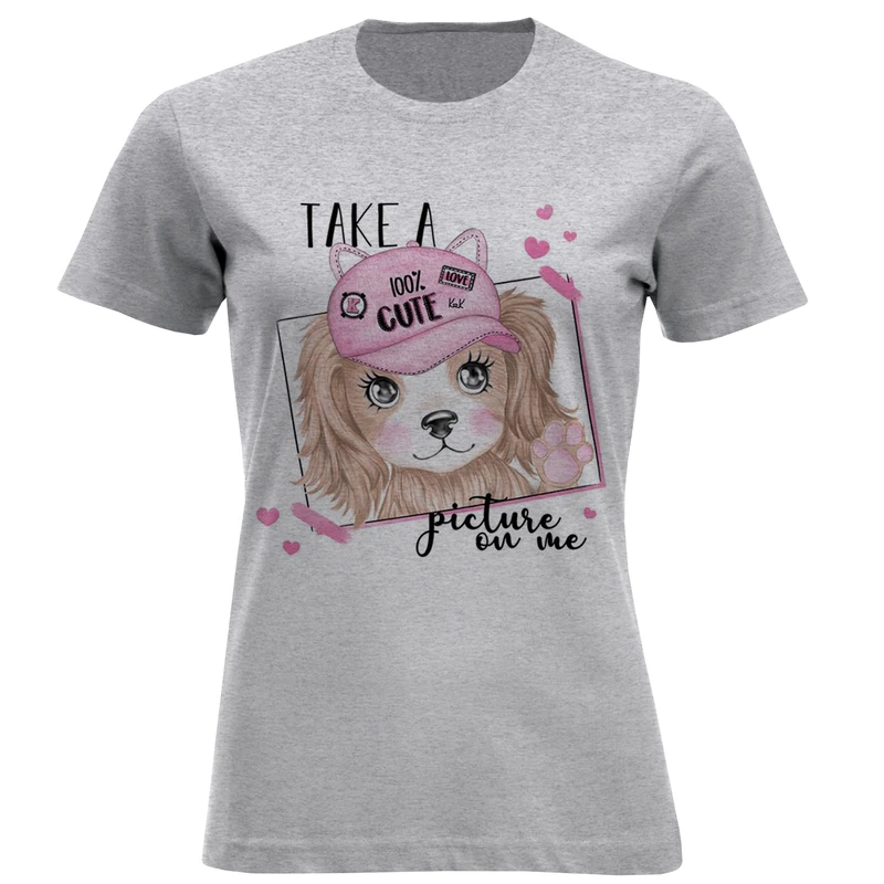 تی شرت آستین کوتاه زنانه مدل سگ کلاه F1169