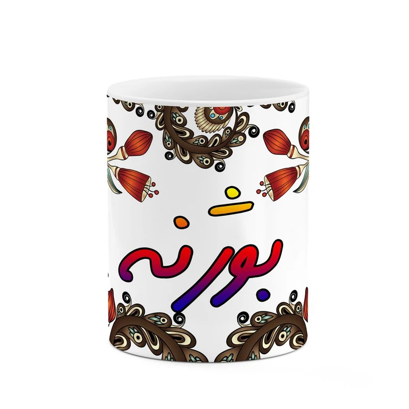 ماگ کاکتی مدل اسم بوژنه طرح سنتی گل و بته کد mgh44273