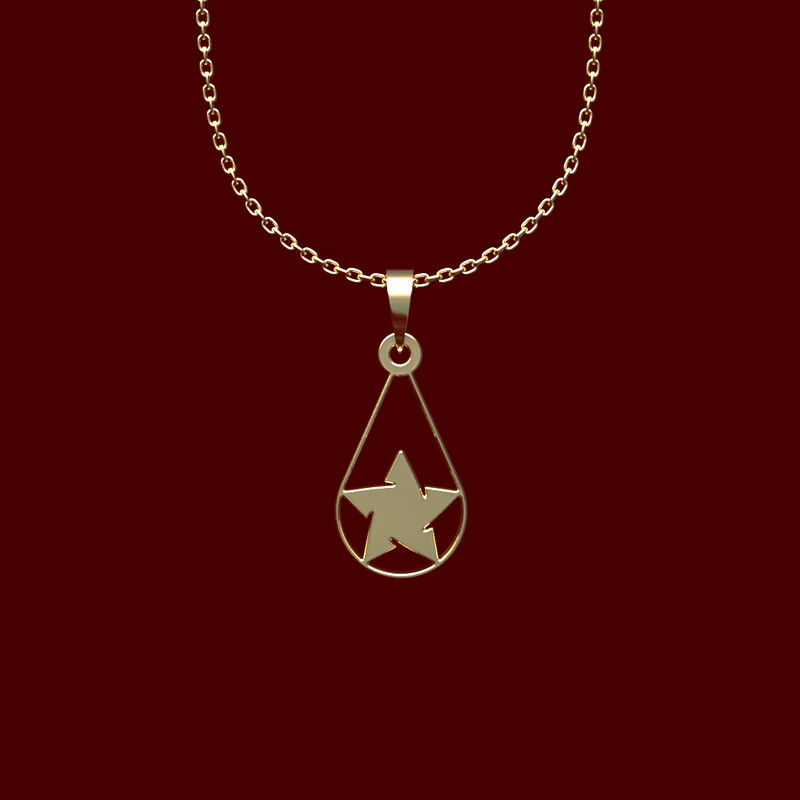 گردنبند طلا 18 عیار زنانه مدوپد مدل اشک و ستاره کد MM2-1-1249