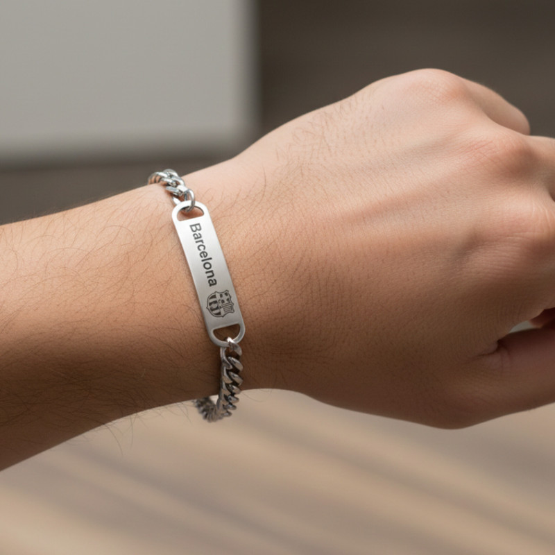 دستبند زنجیری مدل فوتبالی تیم بارسلونا دستبند زنجیری مدل فوتبالی تیم بارسلونا