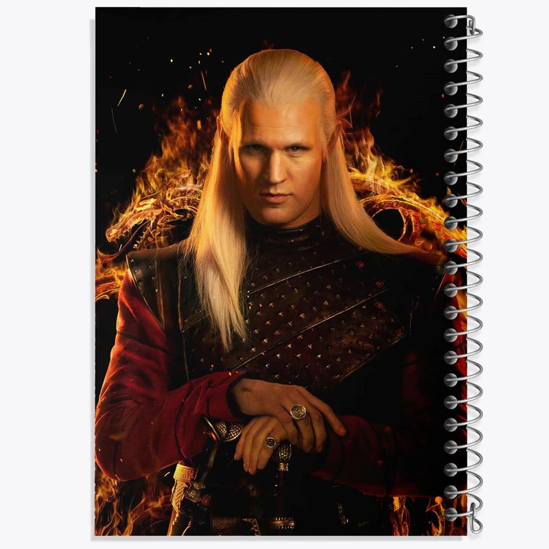 دفتر ژورنال نویسی 50 برگ خندالو مدل نقطه ای طرح دیمون سریال خاندان اژدهایان House of dragon کد 28509