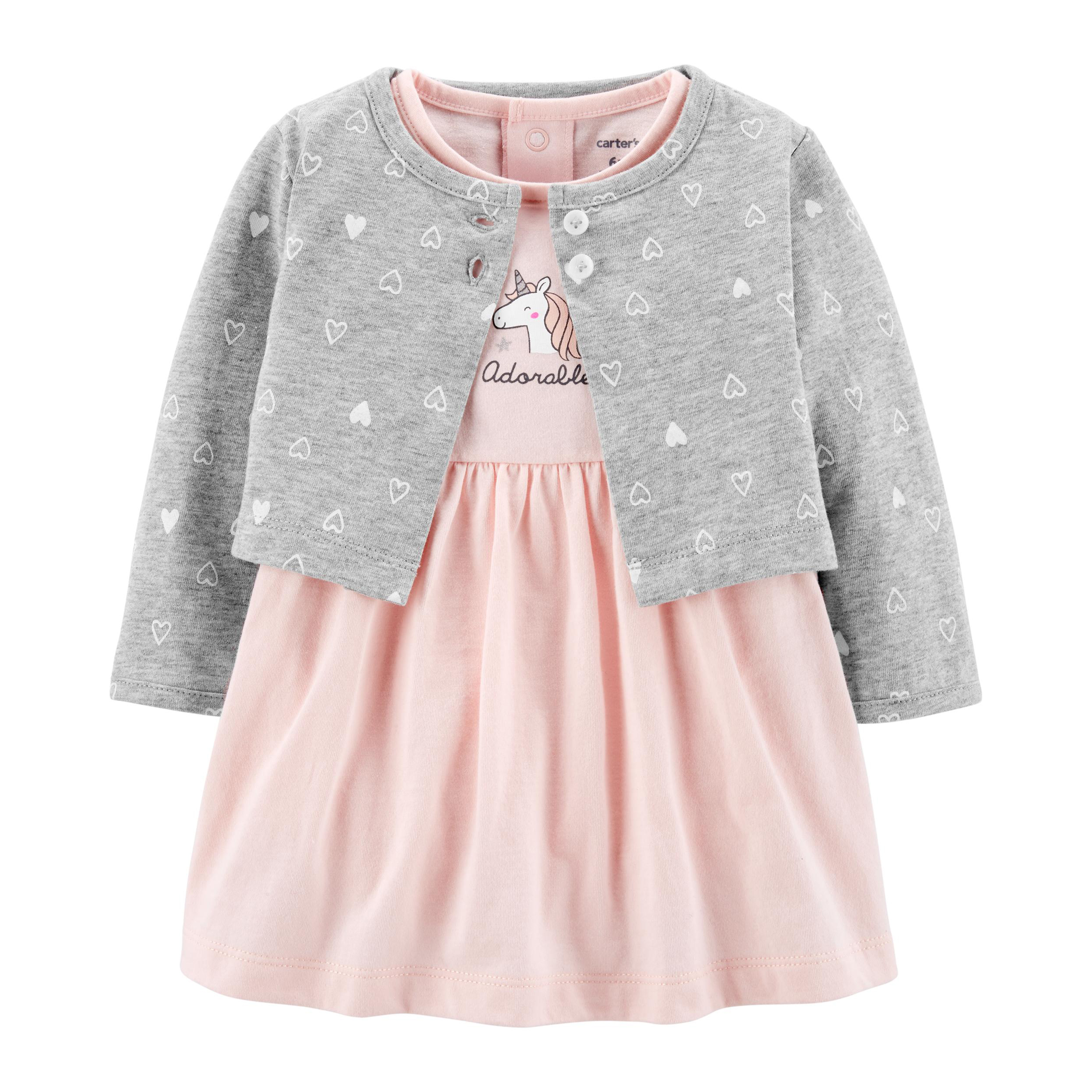 ست کت و پیراهن نوزادی دخترانه کارترز طرح Unicorn کد M616