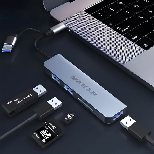 هاب و کارت خوان 5 پورت USB 3.0 ماکار مدل 5in1 MK-HU235