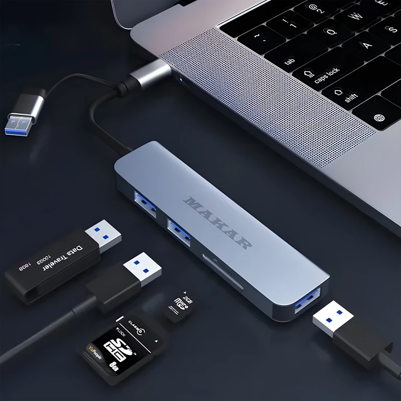 هاب و کارت خوان 5 پورت USB 3.0 ماکار مدل 5in1 MK-HU235