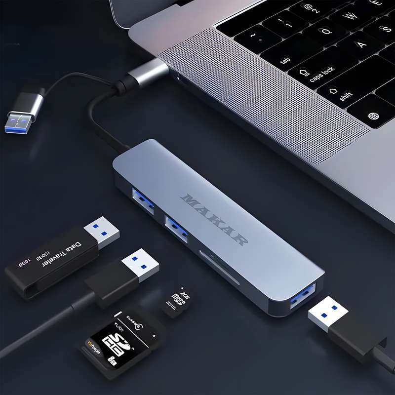 هاب و کارت خوان 5 پورت USB 3.0 ماکار مدل 5in1 MK-HU235 هاب و کارت خوان 5 پورت USB 3.0 ماکار مدل 5in1 MK-HU235