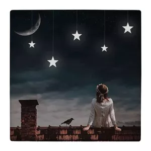  زیر لیوانی  طرح نقاشی دختر و ستاره و ماه کد    4861146_3760