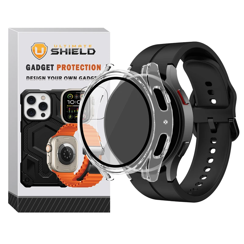 بند آلتیمیت شیلد مدل Silic ORG_Clear GRD مناسب برای ساعت هوشمند سامسونگ Galaxy Watch 4 40mm / 5 40mm به همراه کاور