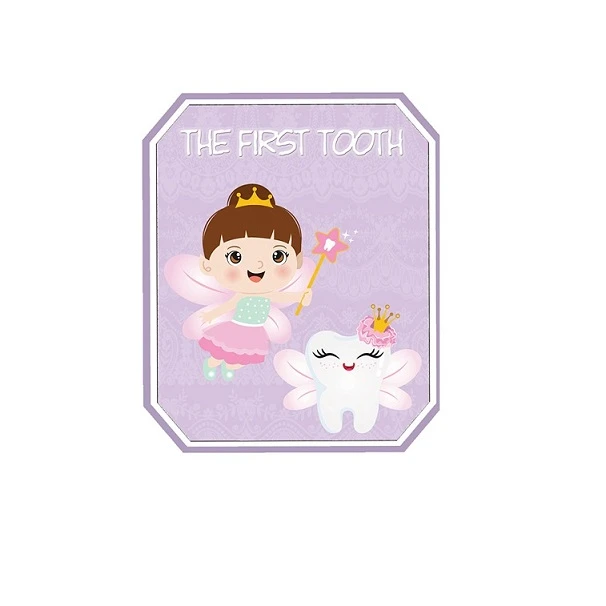 برچسب مدل دندونی دخترانه طرح The first tooth مجموعه 30 عددی