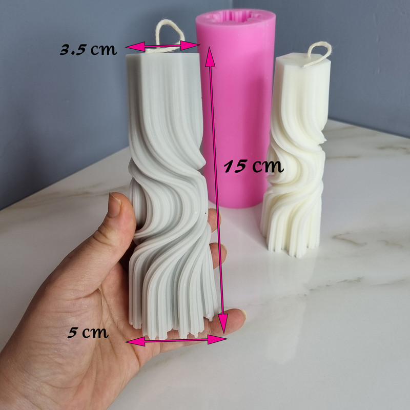 قالب شمع مدل استوانه پیچ طرح موج کد C 15CM