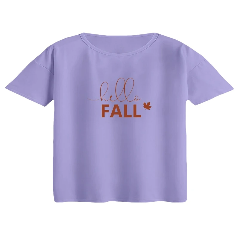 کراپ تی‌شرت آستین کوتاه زنانه مدل پاییز کد 9