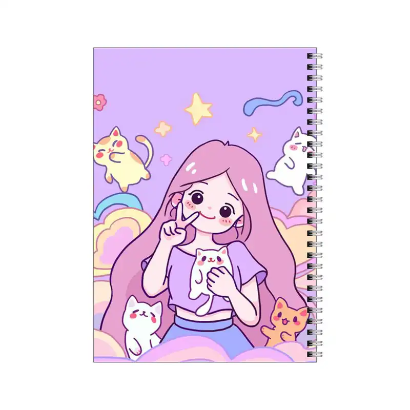 دفتر مشق 100 برگ بامبیلیپ طرح دختر و گربه های کیوت کد 9916005