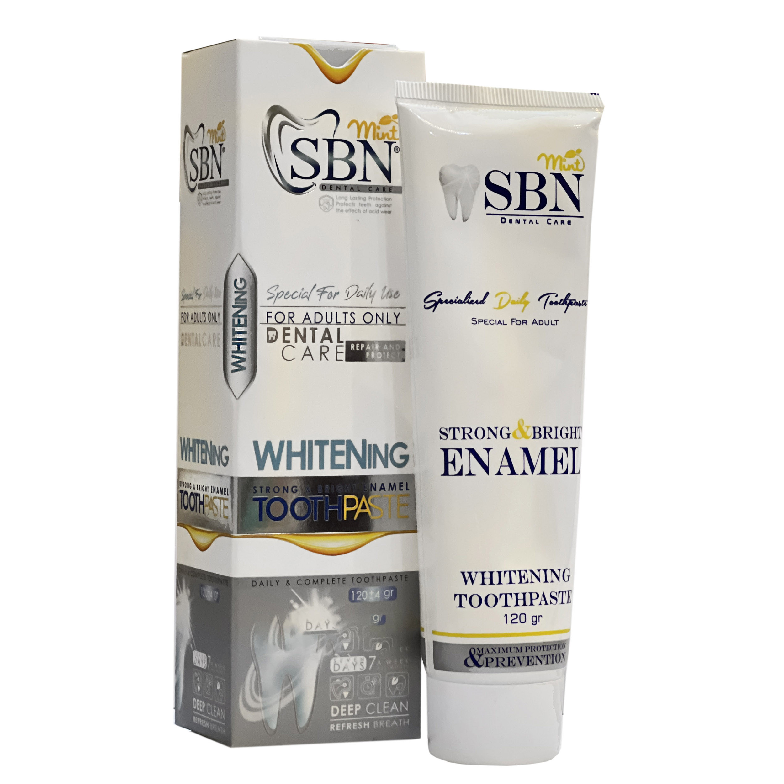 خمیر دندان اس بی ان مدل WHITENING-ANTIPLAQUE وزن 120 گرم مجموعه 2 عددی خمیر دندان اس بی ان مدل WHITENING-ANTIPLAQUE وزن 120 گرم مجموعه 2 عددی