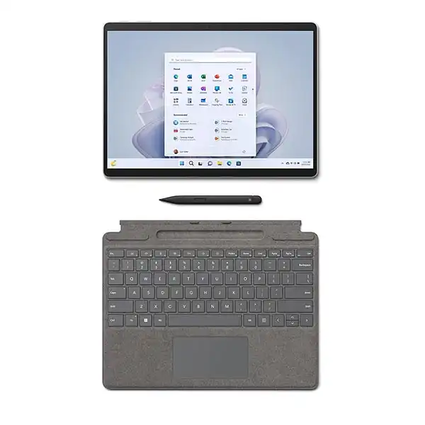 تبلت مایکروسافت مدل Surface Pro 9-i7 ظرفیت 256 گیگابایت و رم 16 گیگابایت به همراه کیبورد Signature ICE BLUE و قلم Slim Pen 2