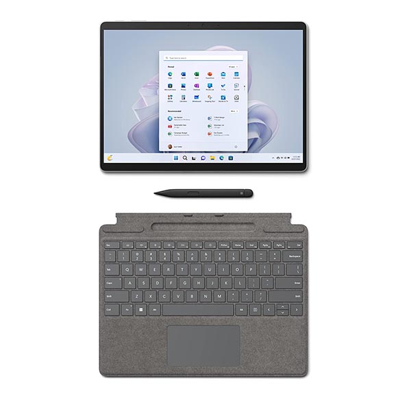 تبلت مایکروسافت مدل Surface Pro 9-i5 ظرفیت 256 گیگابایت و رم 8 گیگابایت به همراه کیبورد Signature ICE BLUE و قلم Slim Pen 2