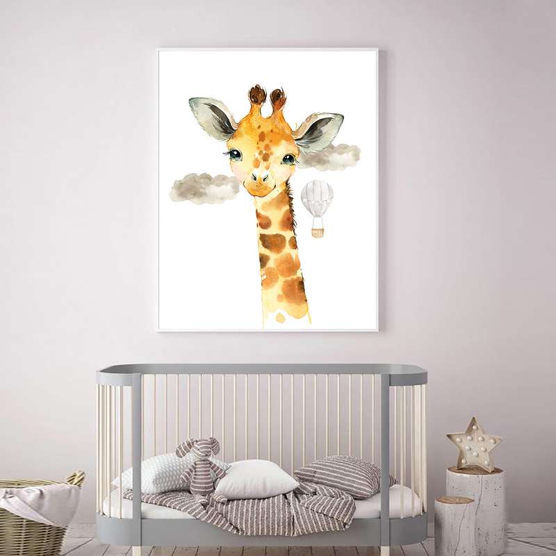 تابلو اتاق کودک و نوزاد الفاپ مدل زرافه کد WaterColore Giraffe 001