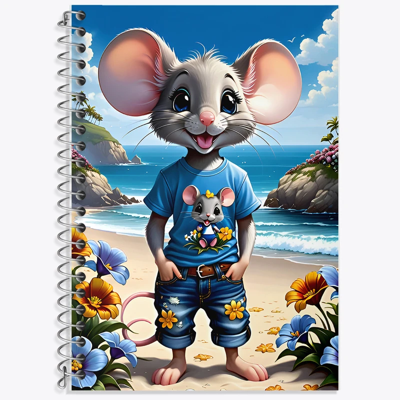 دفتر زبان 50 برگ خندالو مدل سه خط طرح موش بامزه کد F6969