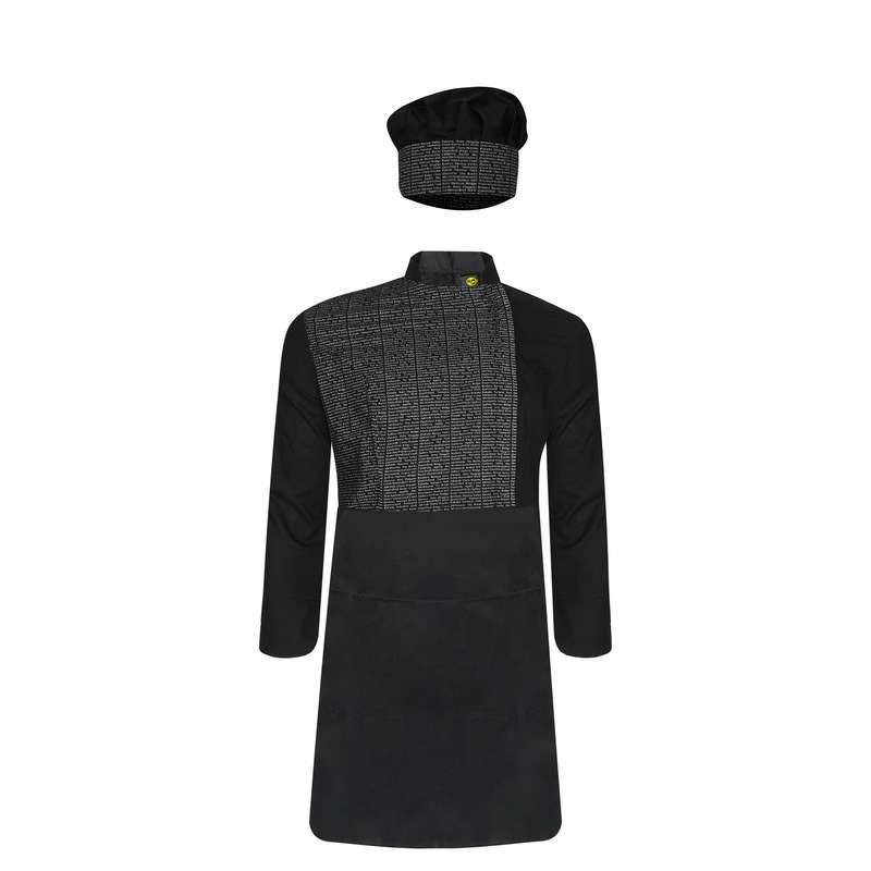 روپوش آشپزی سیی مدل فرانسوی کد 1214 به همراه کلاه آشپزی