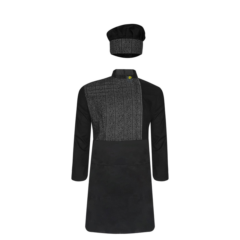 روپوش آشپزی سیی مدل فرانسوی کد 1214 به همراه کلاه آشپزی
