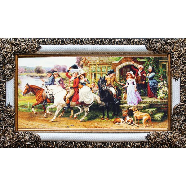 تابلو فرش ماشینی نارسیس مدل فرانسوی بدرقه عروس کد1283(5)