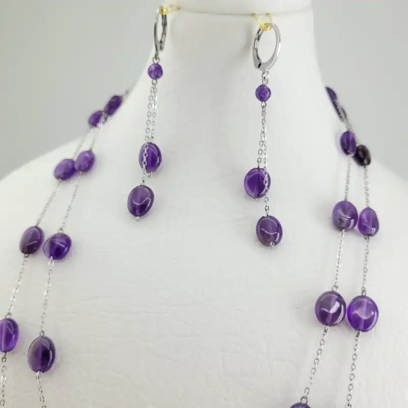 نیم ست زنانه مدل سنگ آمیتیست کد 3009