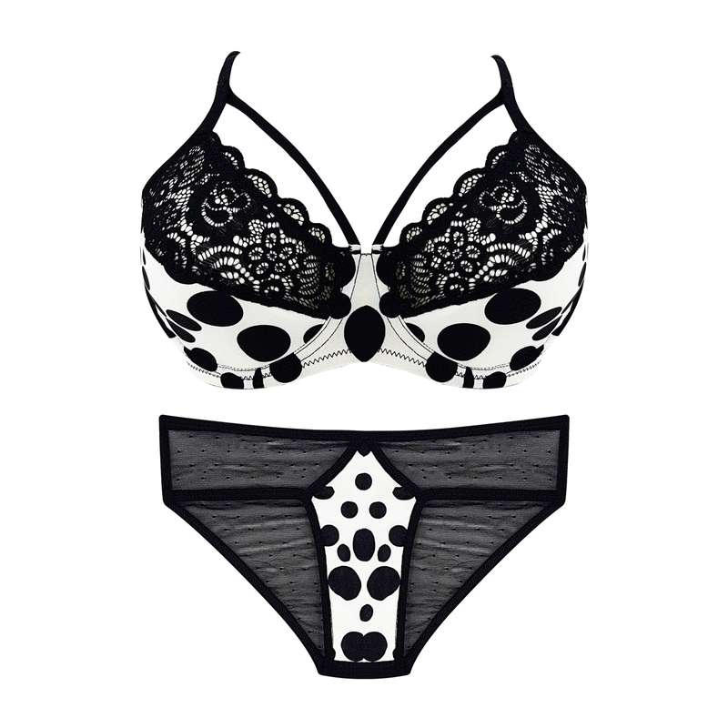 ست شورت و سوتین زنانه مدل خال دار رنگ سفید