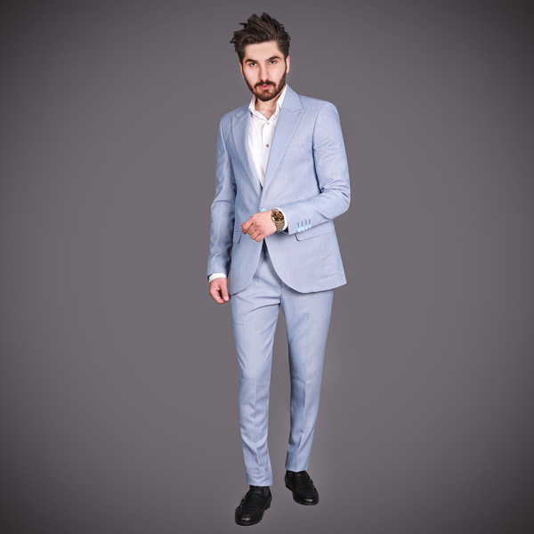 کت و شلوار مردانه مدل SOLG-JO رنگ آبی روشن