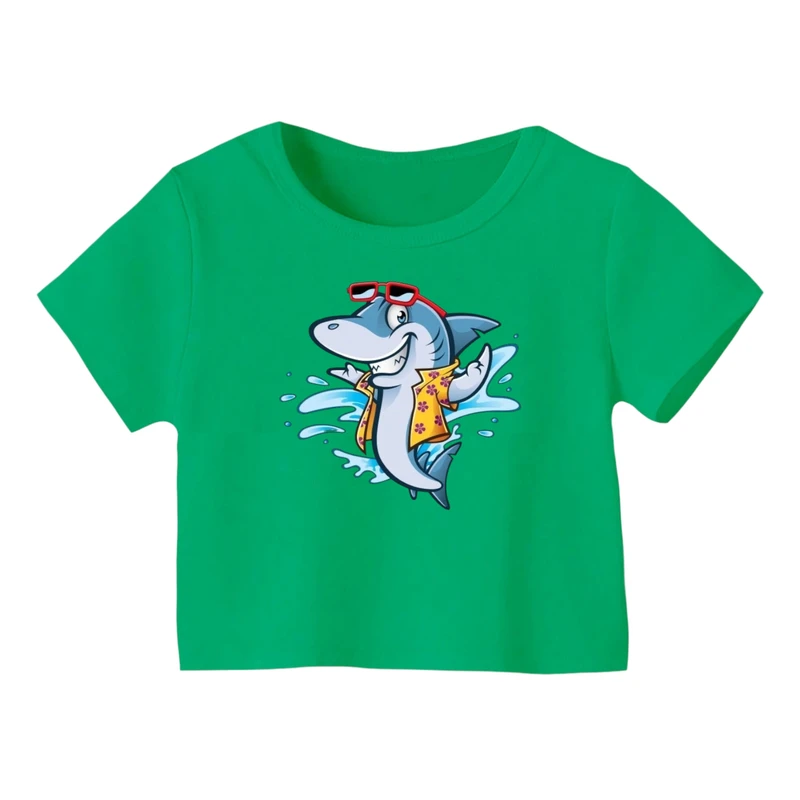 کراپ‌ تی‌شرت آستین کوتاه زنانه مدل کوسه کد ۶