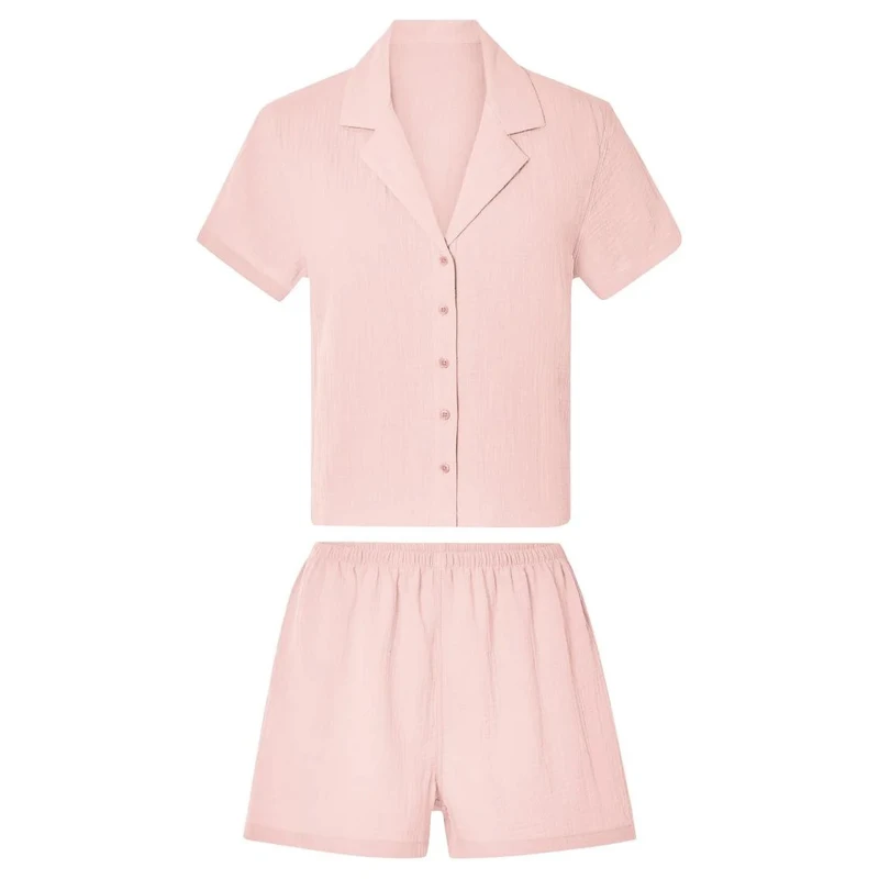 ست پیراهن آستین کوتاه و شلوارک راحتی زنانه اسمارا مدل پفکی کد 21120464